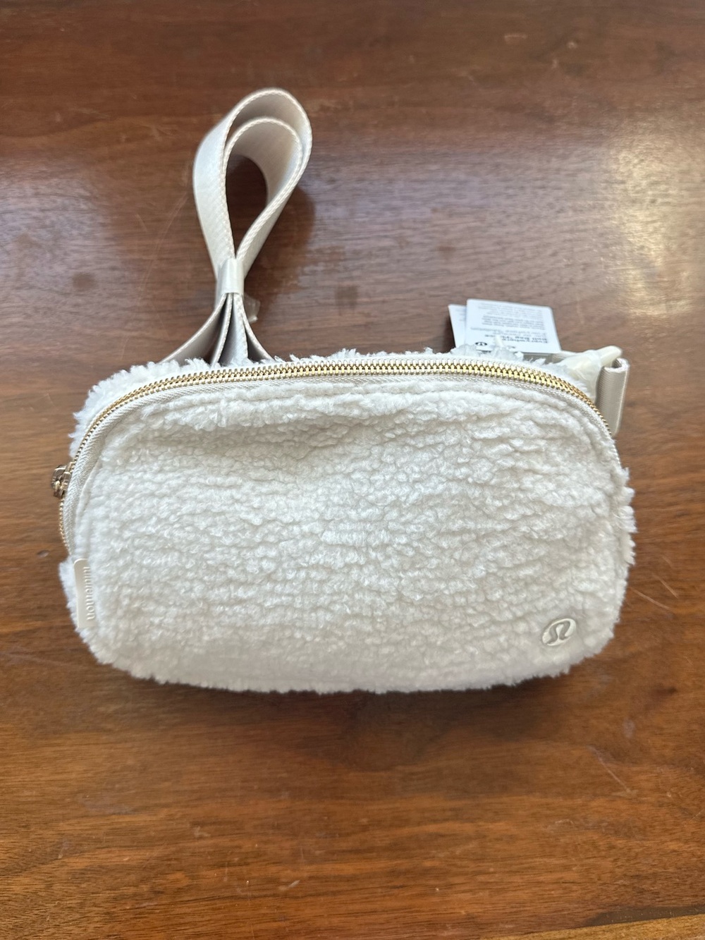 lululemon Cream Sherpa Belt Bag Gold hardware NWT